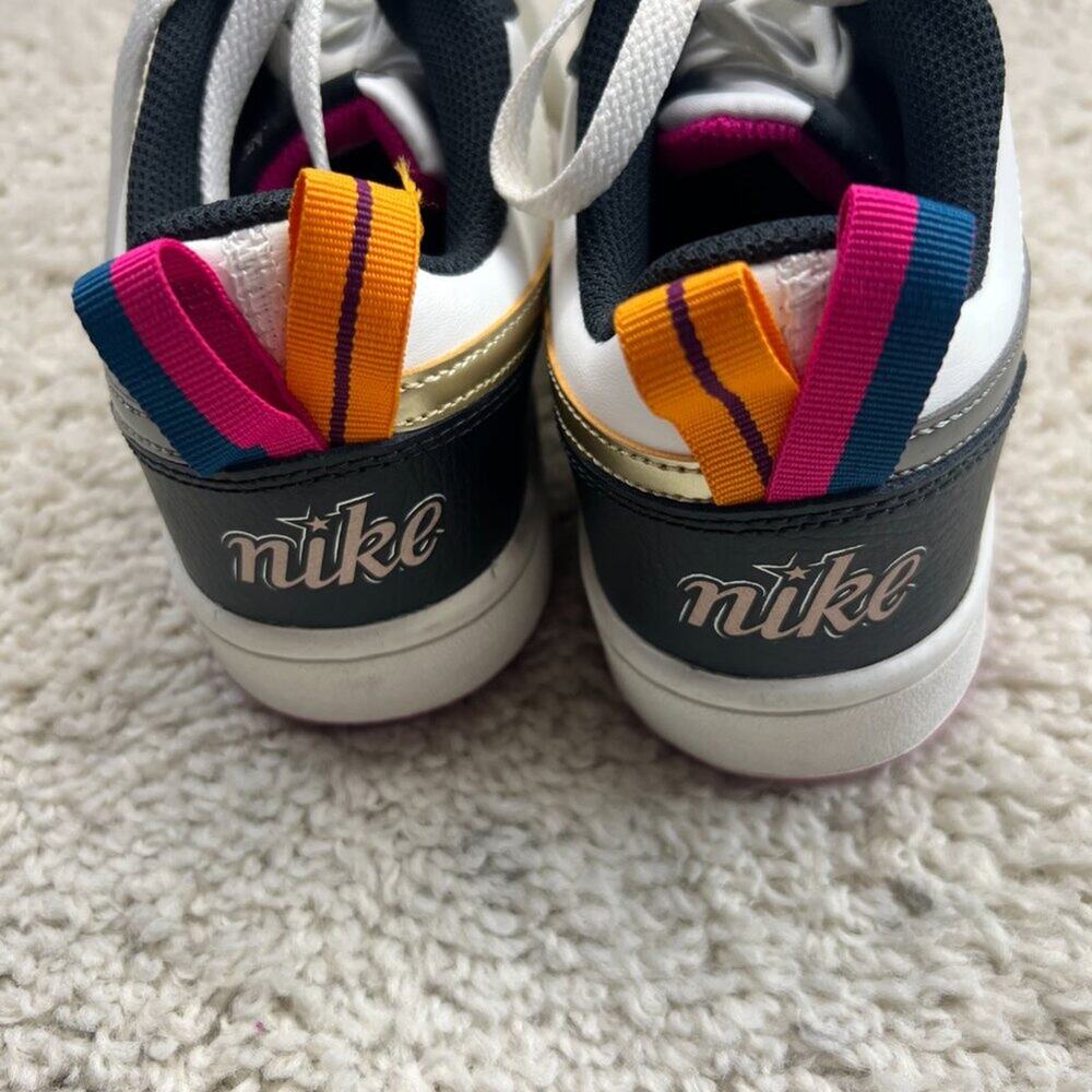 Nike Kids Sneakers Black White with Pink Accents - Picture 5 of 8